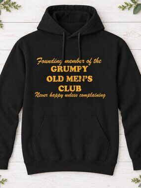 Grumpy Old Men’s Club Hoodie Black Gold Funny Dad Grandad Gift Pullover